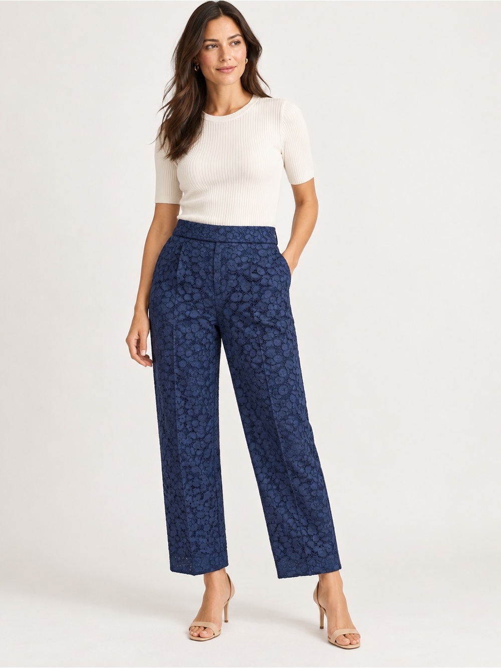 J.Crew Collection Navy Floral Lace Pants Size 12